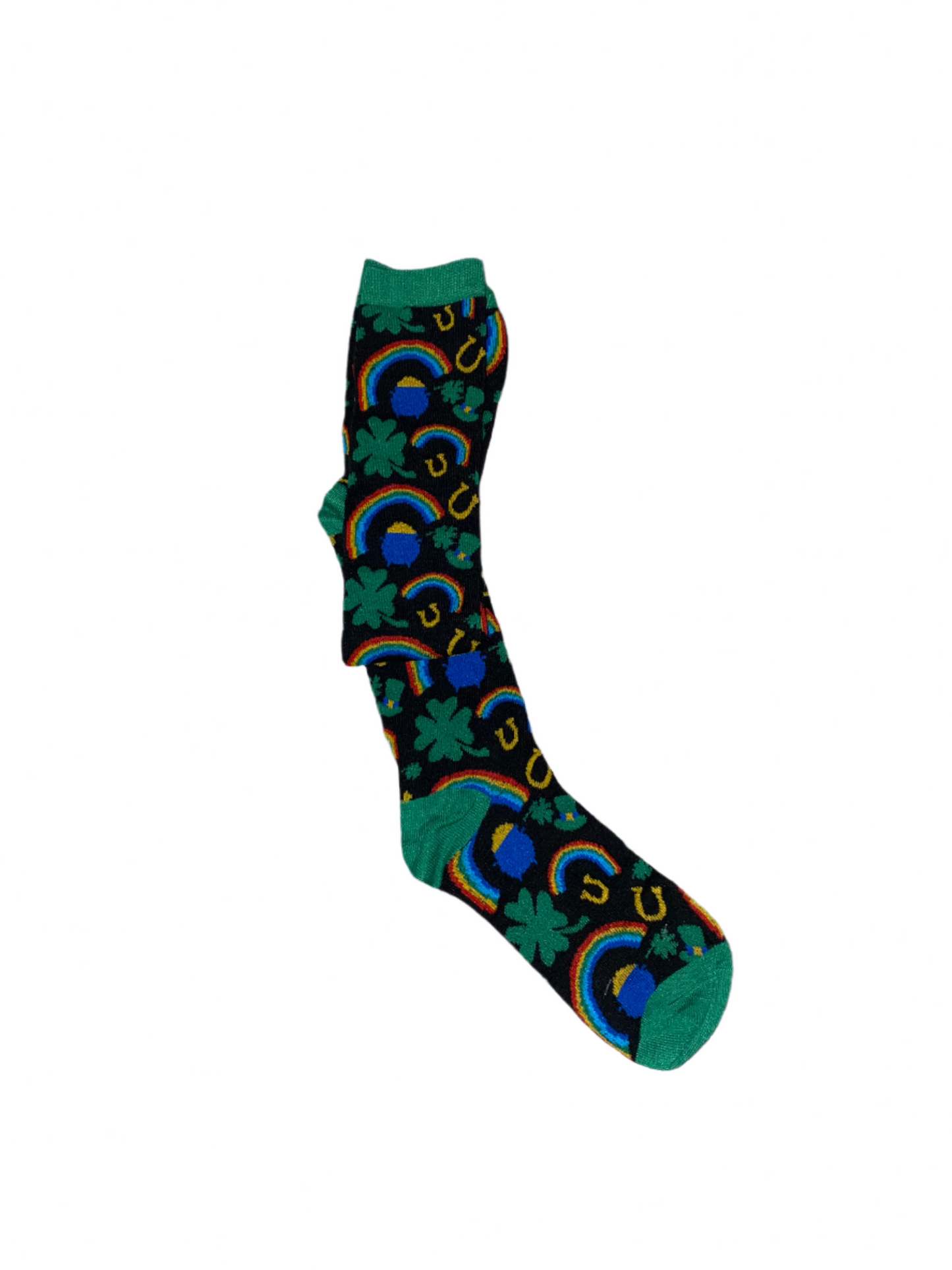 St Patrick Dark Blk Gold Rainbow Socks